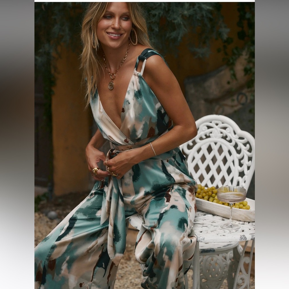 12th Tribe Salina’s Blue Multi Jumpsuit Medium